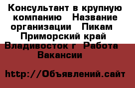 Консультант в крупную компанию › Название организации ­ Пикам - Приморский край, Владивосток г. Работа » Вакансии   